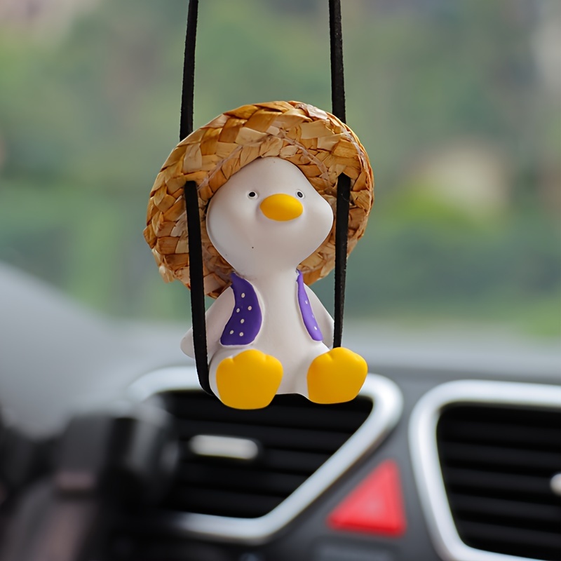 balançant chapeau de paille caneton pendentif balançant canard animal  voiture décoration voiture pendentif balançant canard