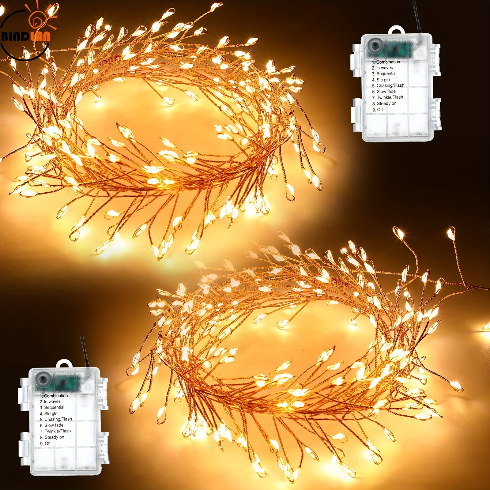 Guirlande Lumineuse [Lot de 20], Mini Guirlande LED a Pile 1M 10 LEDs Fil  de Cuivre Intérieur et Extérieur Décoration Lumière pour Chambre Noël