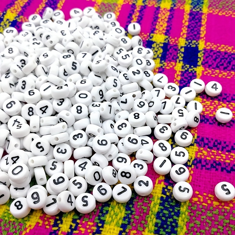 500 Number Beads 0 1 2 3 4 5 6 7 8 9 White Black 7mm Flat Round Coin Art  Crafts