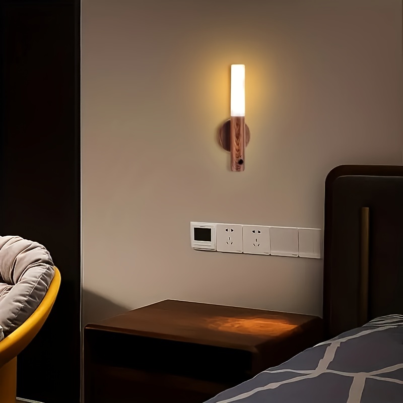 1pc Luz Nocturna LED Recargable Portátil Con Sensor De Movimiento, Sensor De Inducción, Para Baño, Pasillo, Pared, Gabinete, Alimentado Por USB detalles 5