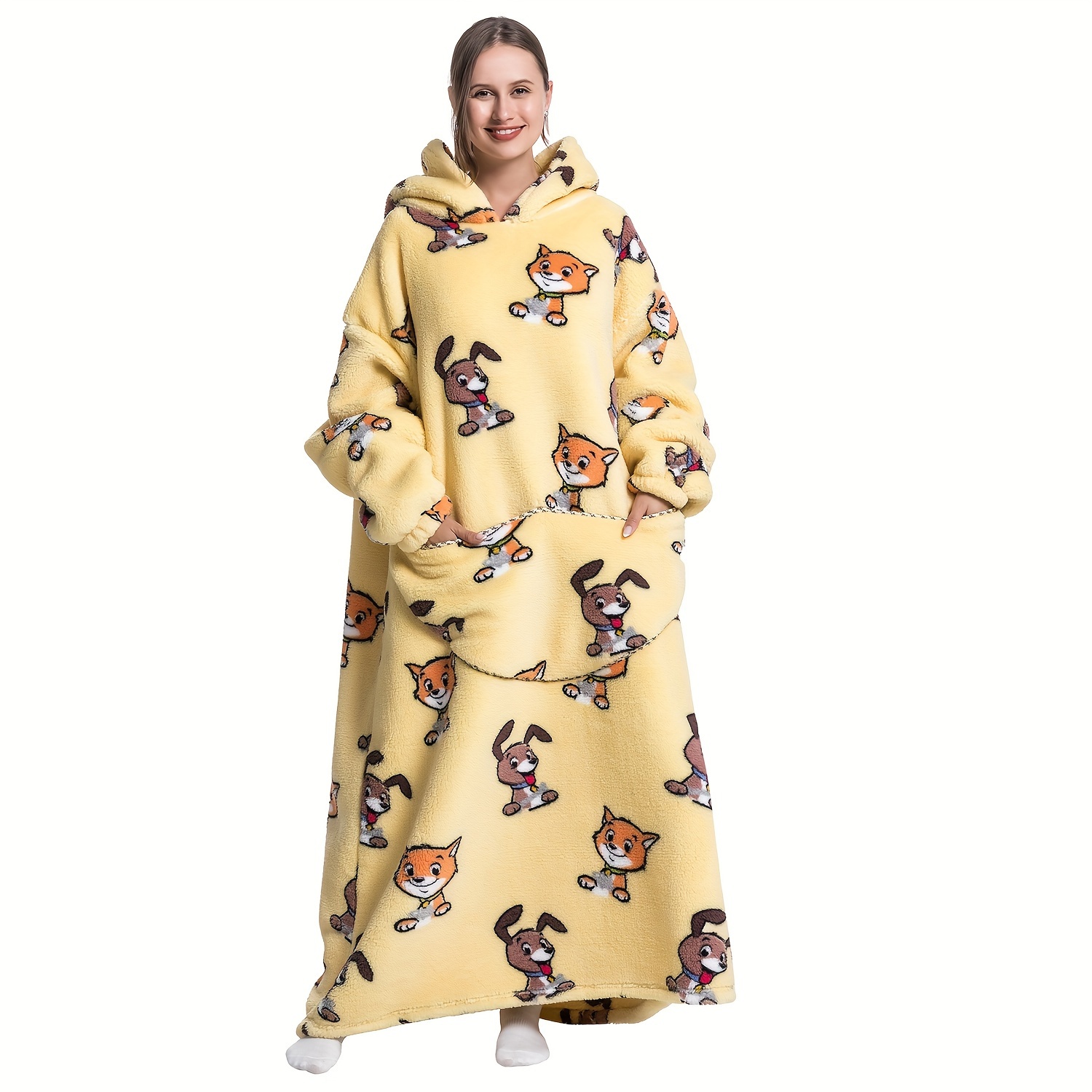 Wearable Blanket Hoodie - Fluffy Fleece Adults Hooded Hoody