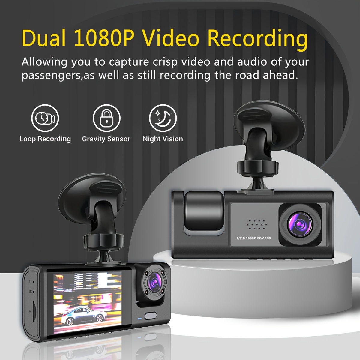 Dash Cam Vorne und Hinten Kamera AUTO DVR Auto Video Recorder Fahrzeug  Black Box FULL HD
