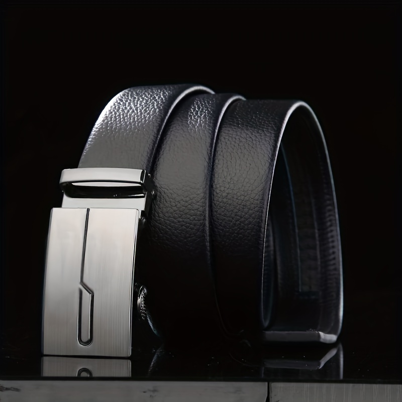 2023 New Leather Belt Casual Men's Toothless Automatic Buckle Leather Belt  Black Buckle Cowhide Belt Men's Pants Belt - Temu