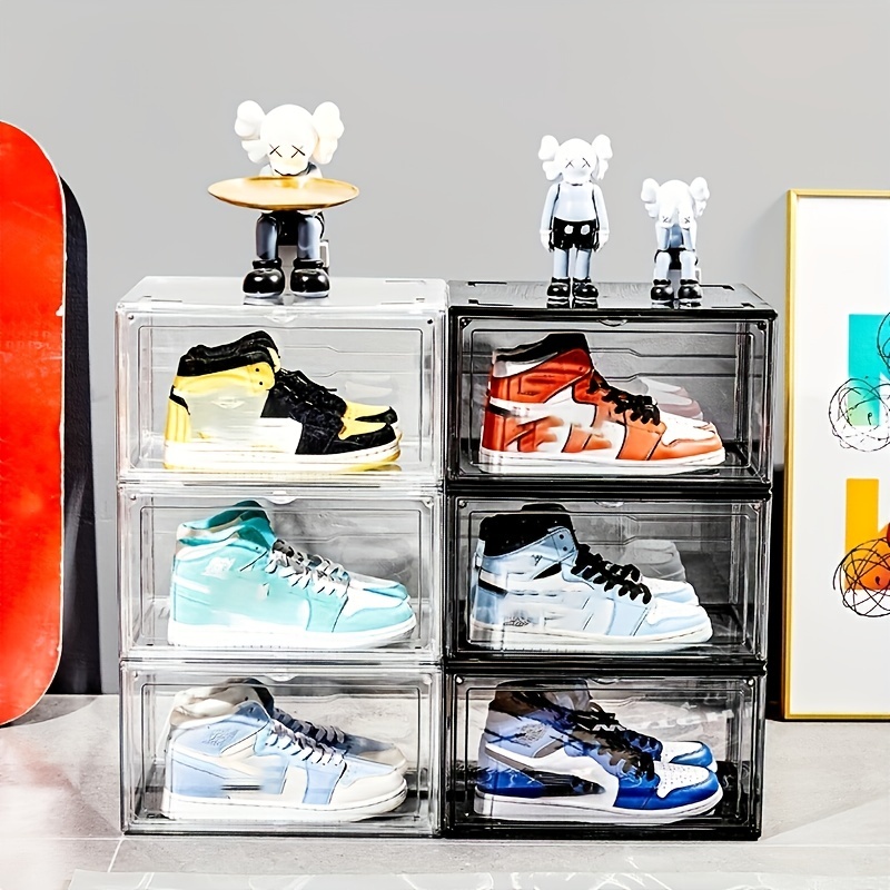 1pc/2pcs Transparent Plastic Shoe Storage Boxes Clear Sneakers AJ