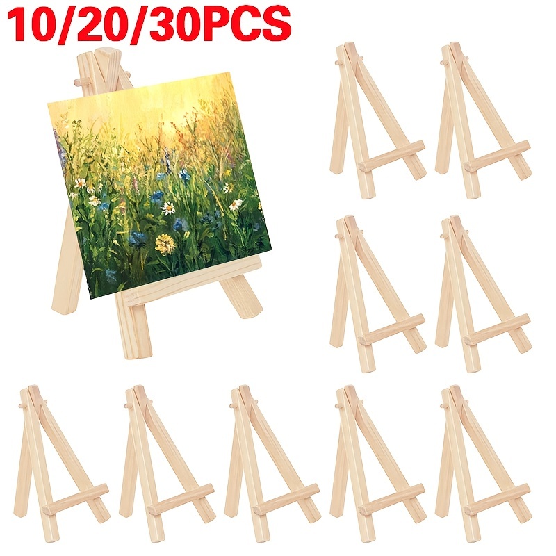 Twdrer 30 Pack 5 Mini Wood Display Easel,Natural Wood Display Stand for  Displaying Small Canvases,Business Cards,Photos,DIY Crafts,Home Decorations