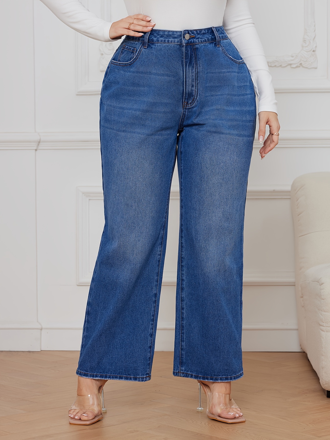 Efsteb Womens Jeans Leggings Casual Comfort Solid Color Hole Low Waist  Jeans Flares Ankle Fashion Pants Trouser Blue XL 