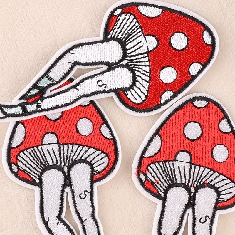 Mushroom Embroidery Patches For Clothes Diy Cute Iron On Towel