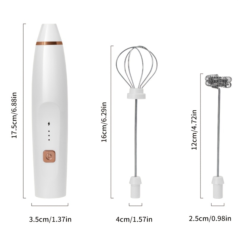 Milk Frother Handheld Foam Maker USB-Rechargeable Drink-Mixer with 2  Stainless Whisks 3-Speed Adjustable Coffee Frother for Cappuccinos, Hot  Chocolate, Milkshakes, Egg Mix - White 