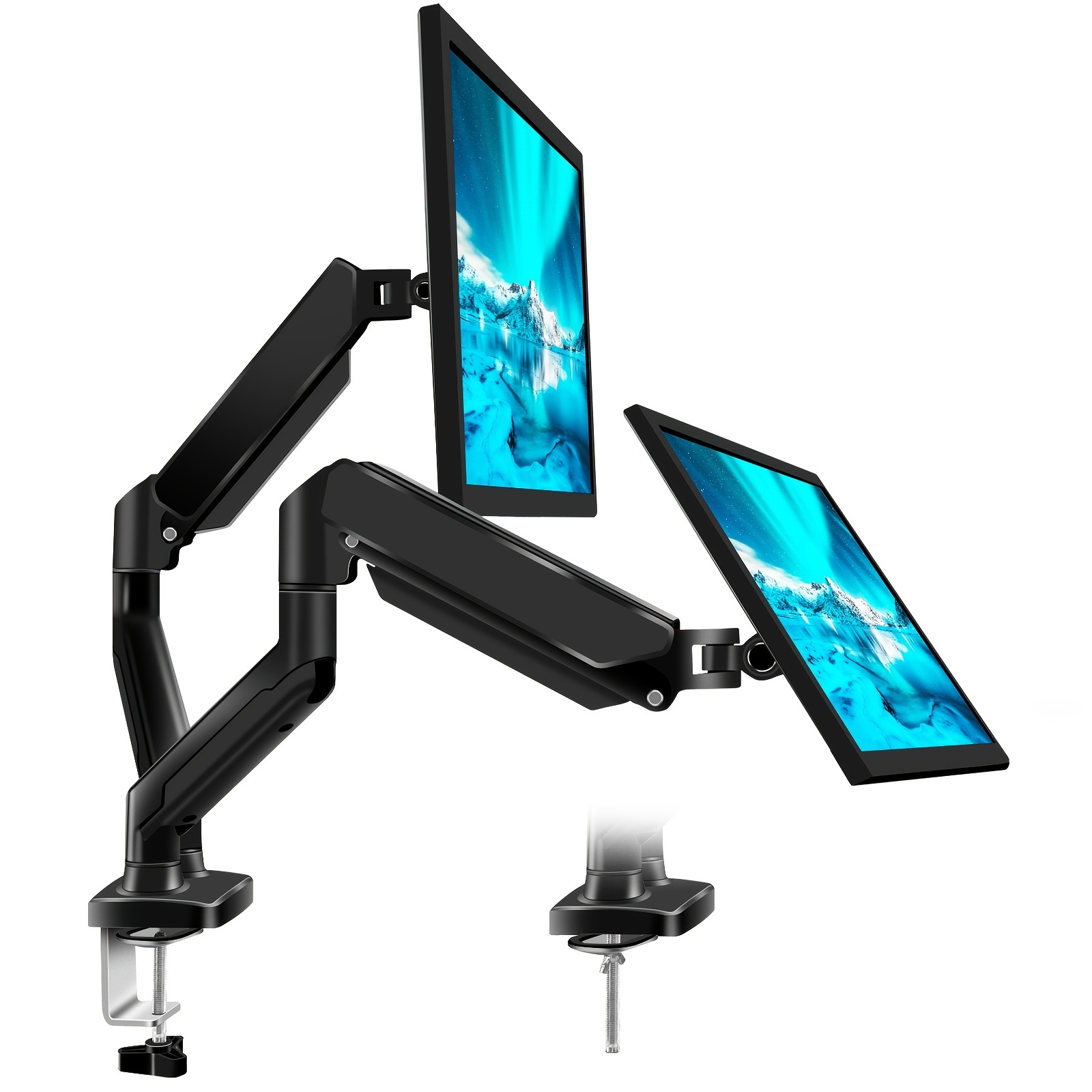 BONTEC Dual Monitor Mount for 13 to 34 Screens, Tall Computer Monitor  Stand, Gas Spring Monitor Arm Desk Mount Hold 19.8lbs, Adjustable with  Tilt