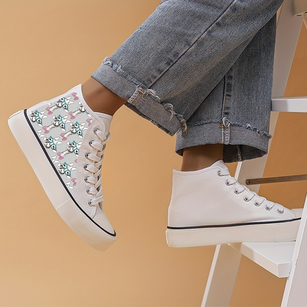 Giraffe Glasses High Top Canvas Shoes - Lightweight & Durable