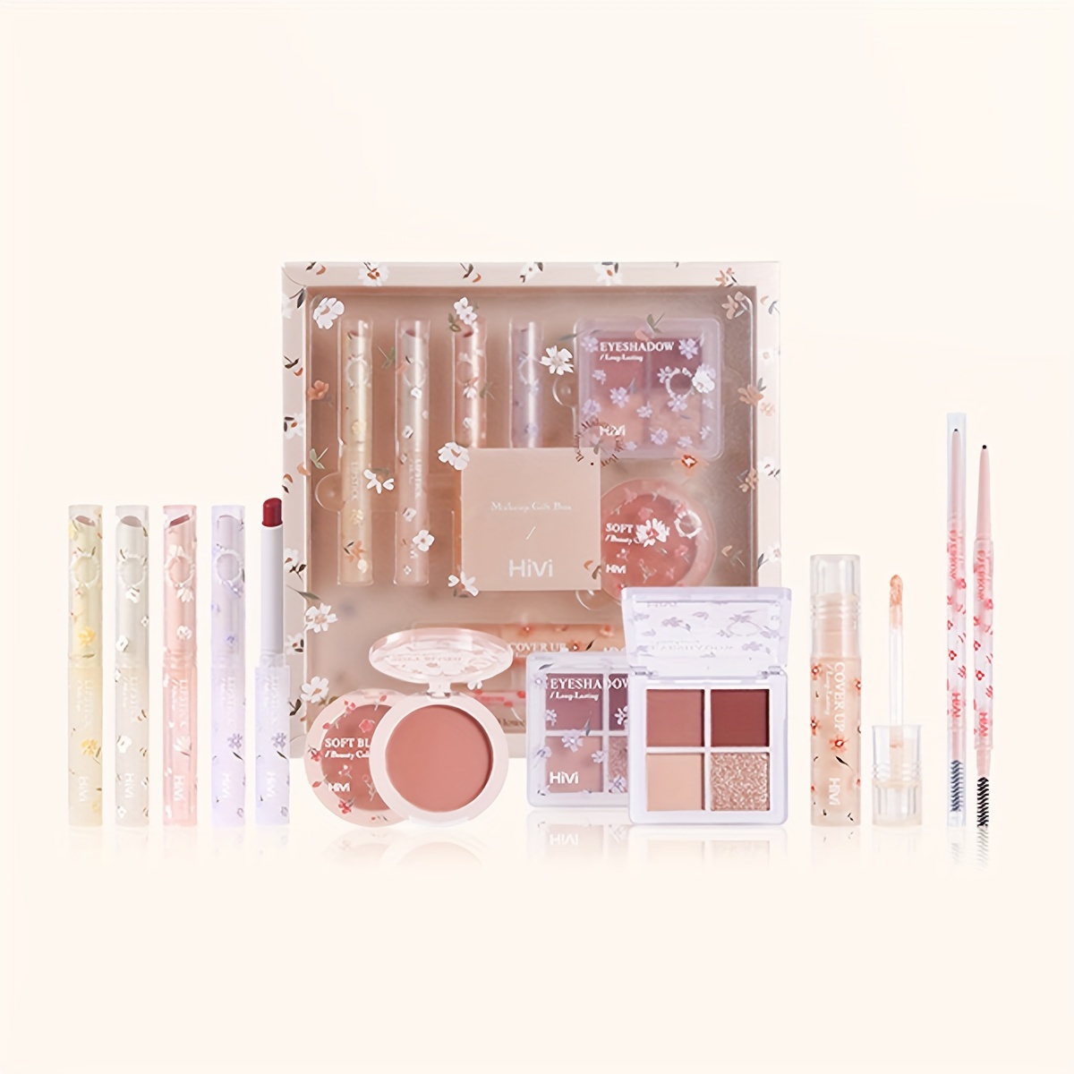 8pcs Flower Makeup Set: Lip Gloss, Lipstick, Blush, Eyeliner, Eyeshadow