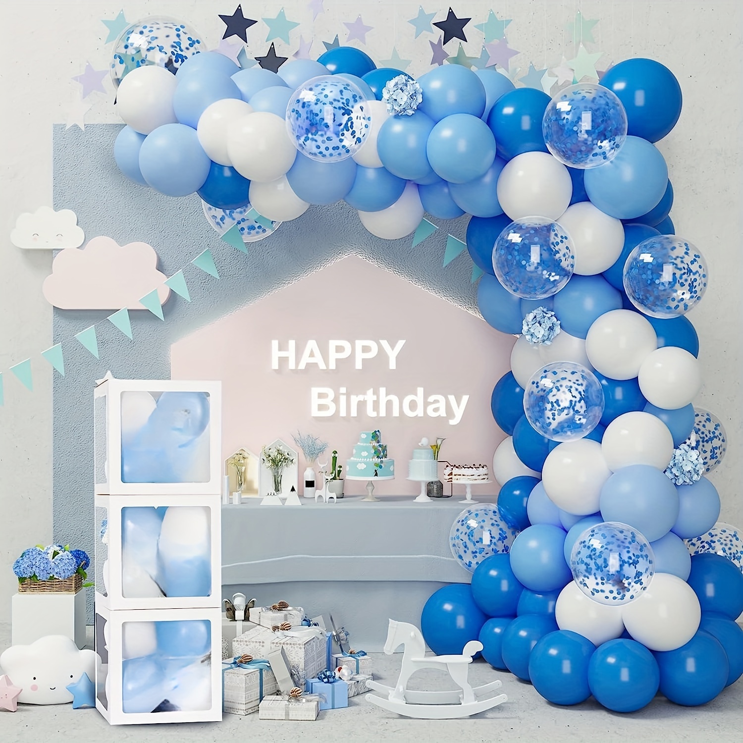 113 pezzi, palloncino in lattice bianco blu da 10/12 pollici adatto per  feste di compleanno