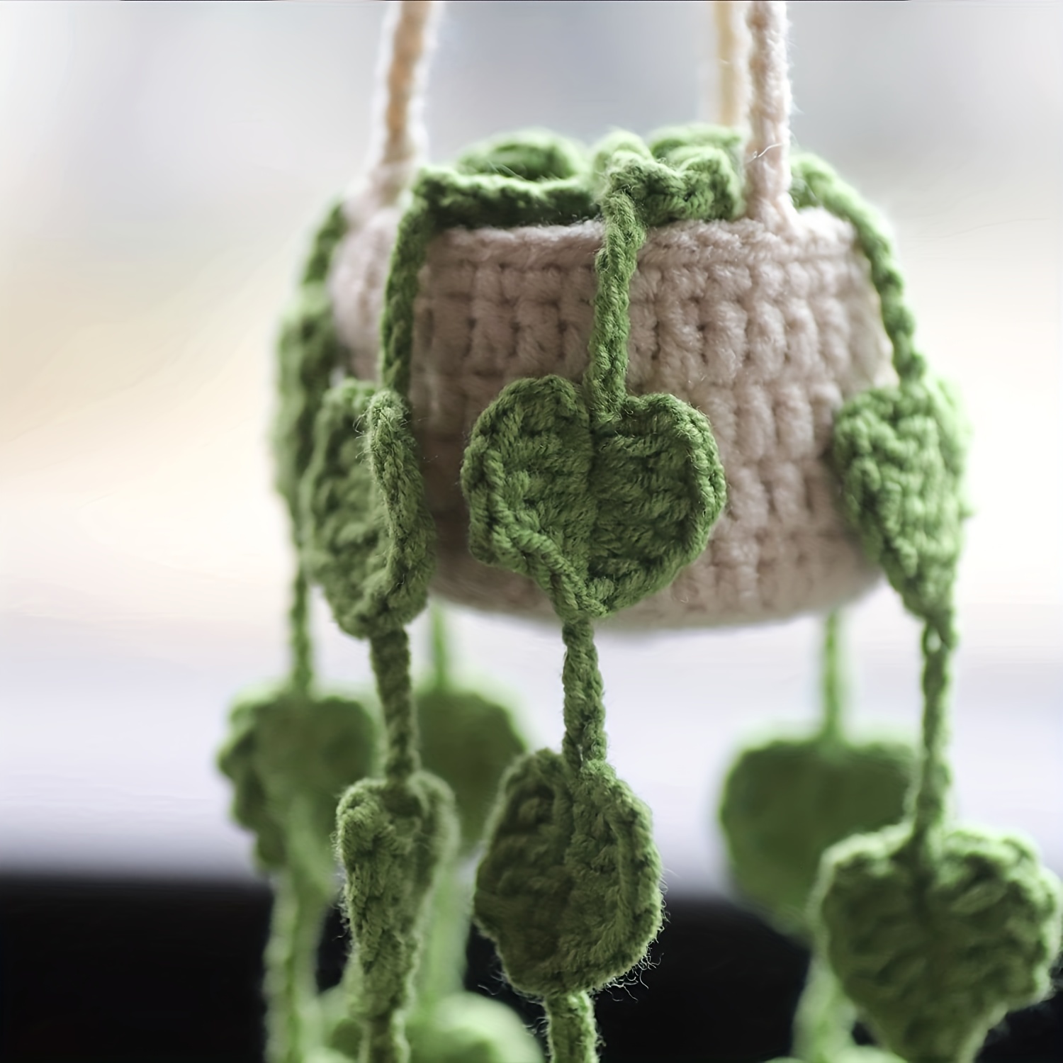 Boho Car Plant Crochet Hanging Basket Hanging Plant Car - Temu
