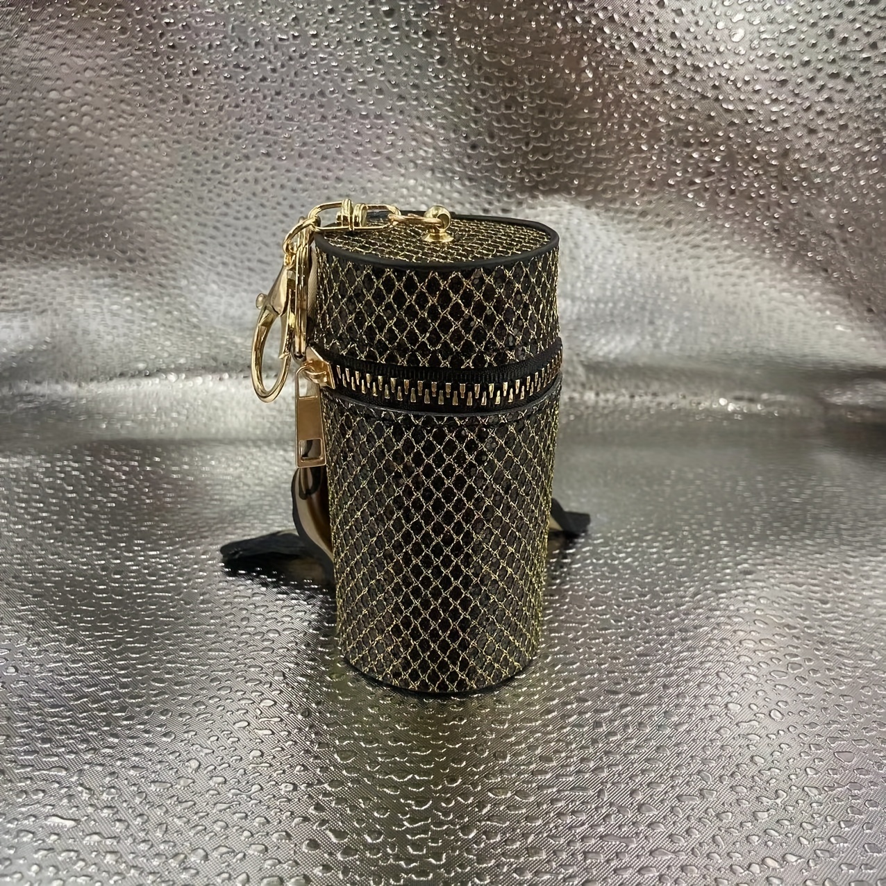 Mini Rhinestone Lipstick Bag, Glitter Cylinder Coin Purse, Scarf