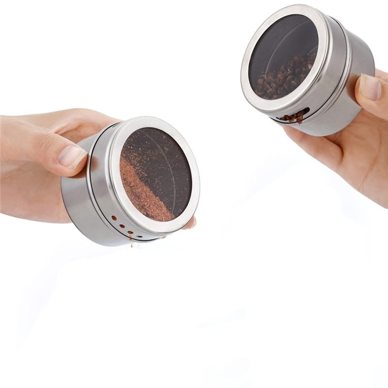 Magnetic Spice Jar Set With Stickers Stainless Steel Spice - Temu