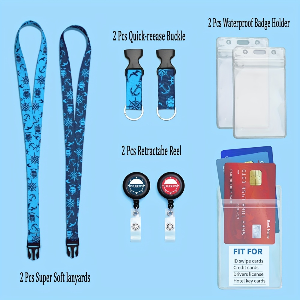 2pcs Retractable Badge Cords With With Retractable Badge Card Holder For Id  Card Key Badge Holder