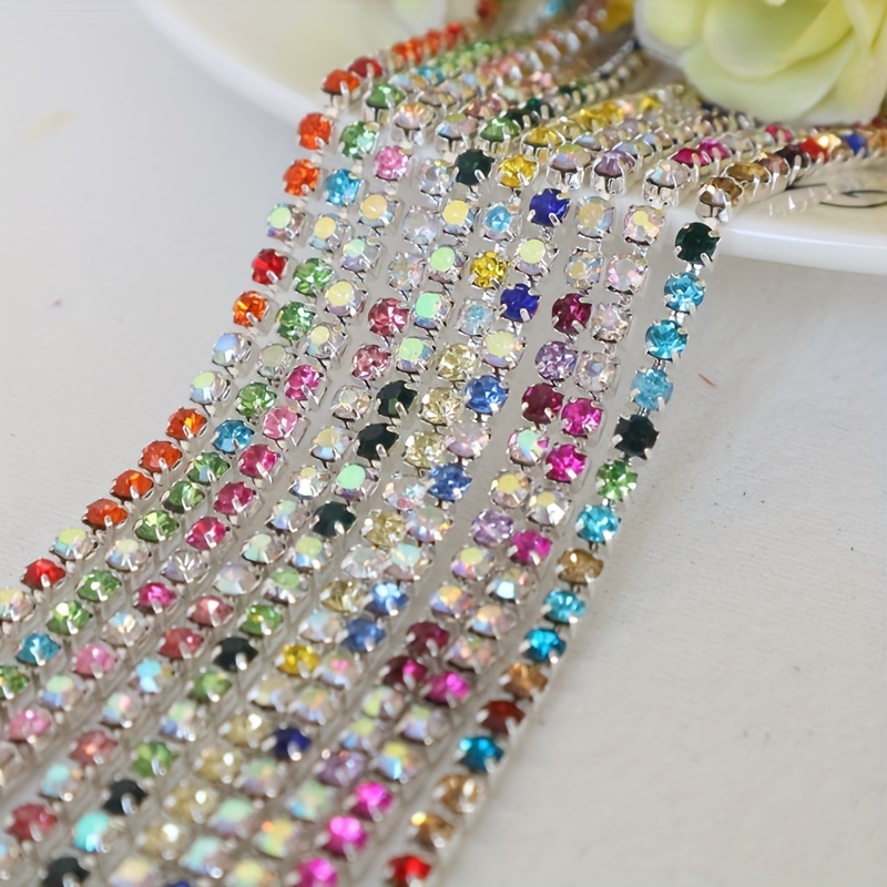 10Yards/Roll Crystal Rhinestone Chain,Rhinestones Trim Cup Chain for  Clothes DIY Chain Accessories (Color : 1, Size : 2.5mm) : : Home