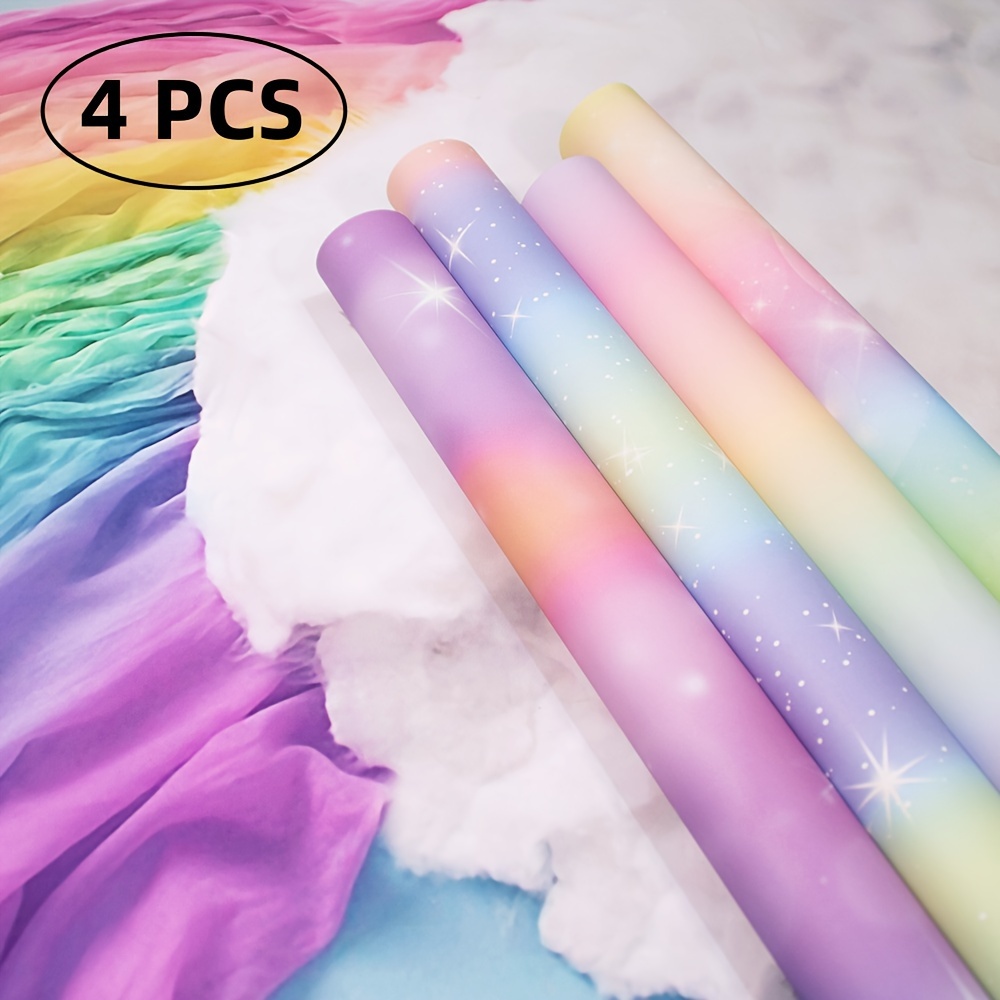 

4pcs, Matte White Cowhide Gift Paper Nordic Rainbow Gradient Color Starry Sky Cloud Christmas Gift Wrapping Paper