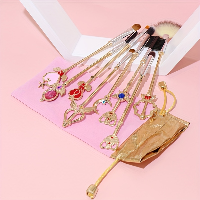 8pcs Sakura Makeup Brush Set with Pink Bag Ideal Gift for Moon Fans