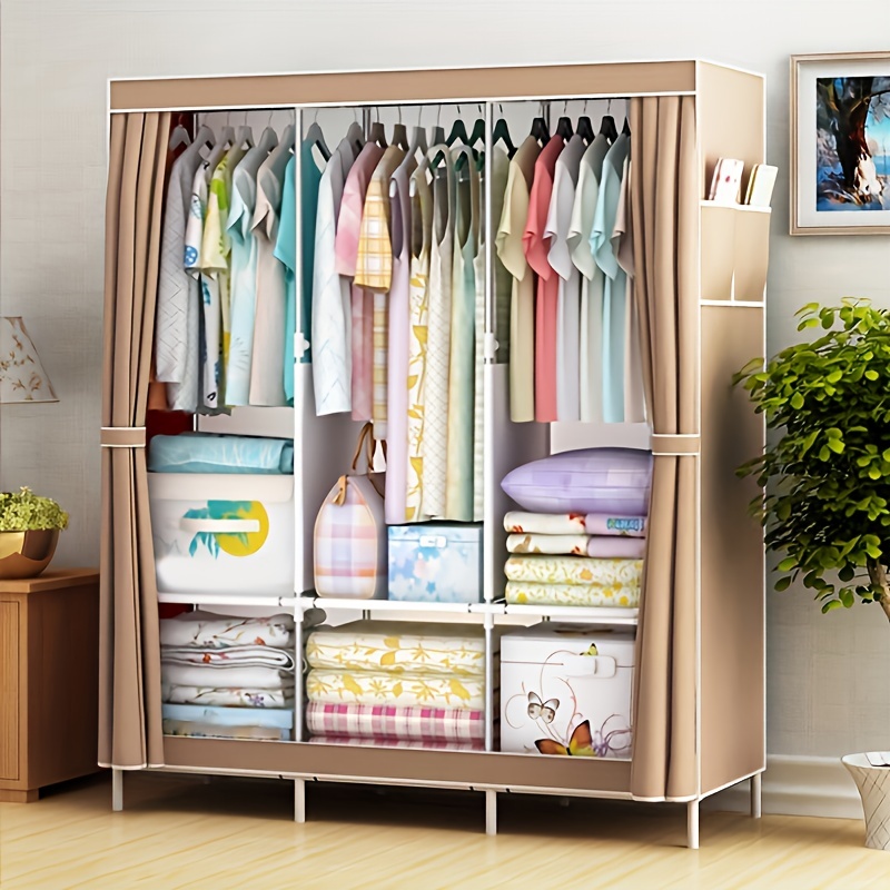 Multi-layered Wardrobe Storage Rack With Bookshelf And Clothes Partition -  Maximize Your Closet Space And Organize Your Wardrobe - Temu