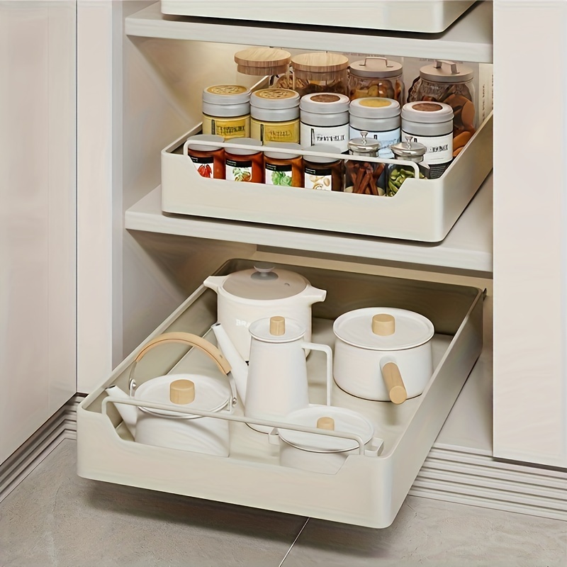 3-Tier Kitchen Spice Rack Countertop Pull Down Pantry Cabinet Organizer  Black Retractable Kitchen Storage Organizer 