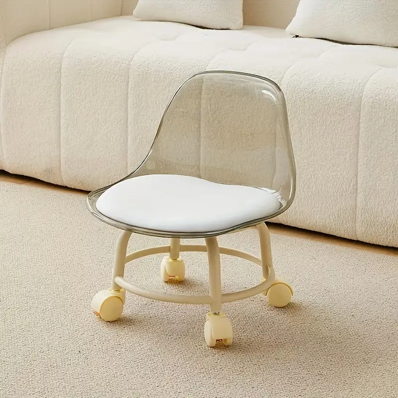 1pc acrylic universal wheel small stool mute transparent waist pulley low stool wheeled back bench small chair 0