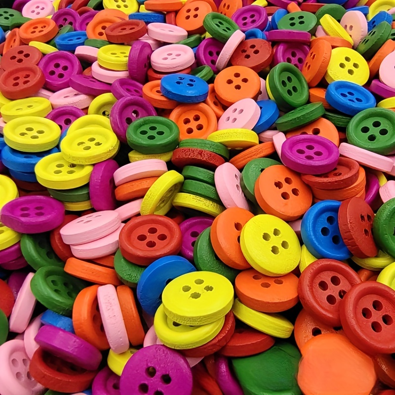 Mix Color Wooden Button 4holes Diy Craft Buttons Diy - Temu