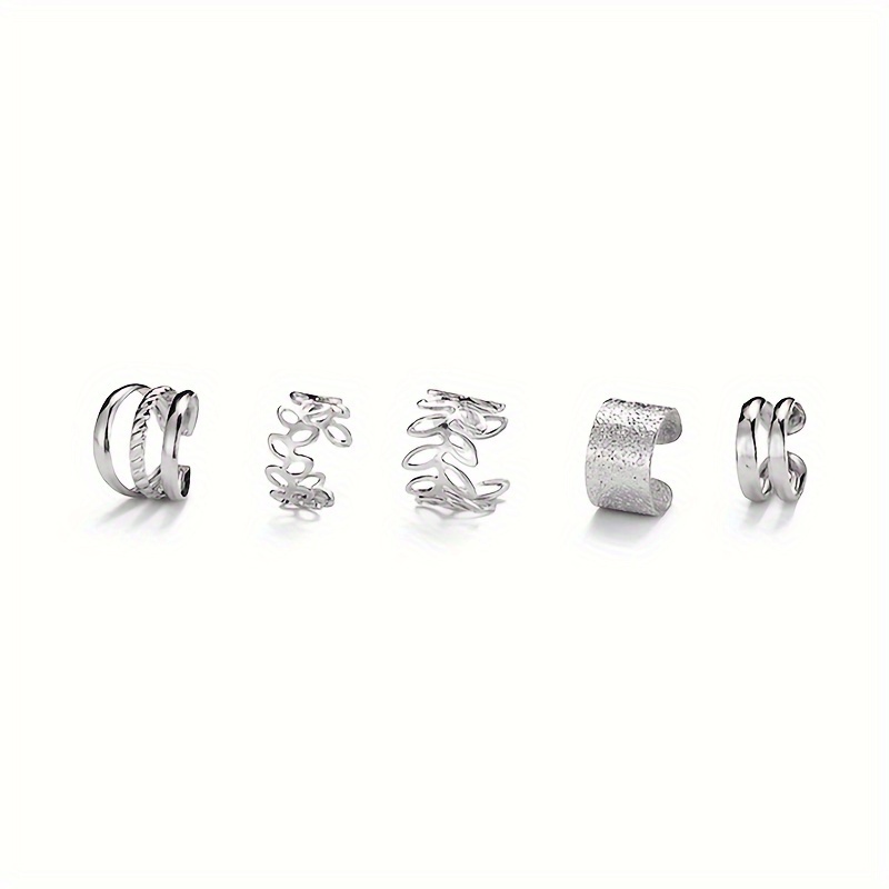 5pcs Minimalist C Shaped Ear Cuff Leaf Shaped Double Layers Triple Layers