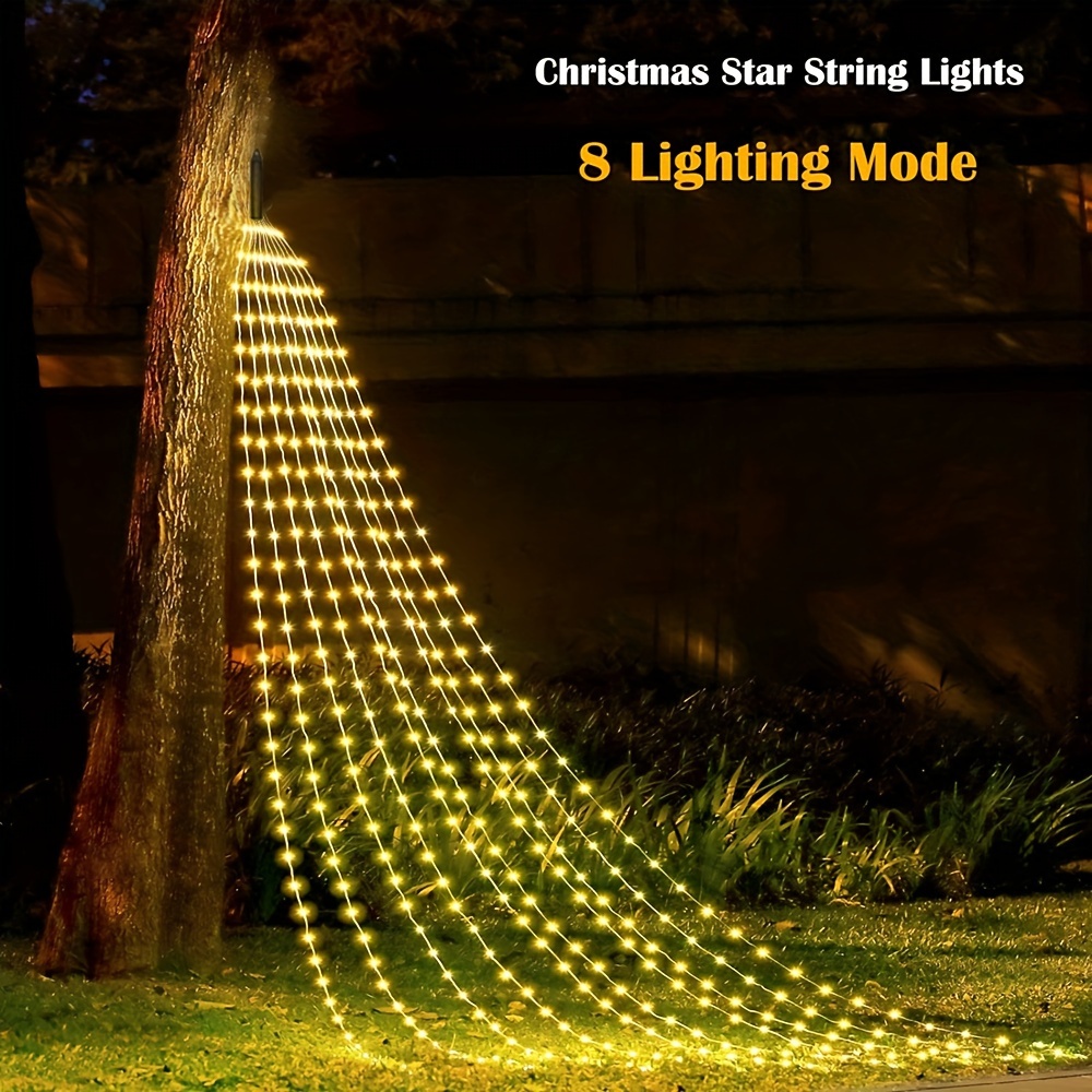 Usb Model Outdoor Camping Light String, Led Pentagram Waterfall Light,  Hanging Tree Light, Christmas Decorative Meteor Light, Led Curtain Light,  Courtyard Lawn Light, Remote Control - Temu