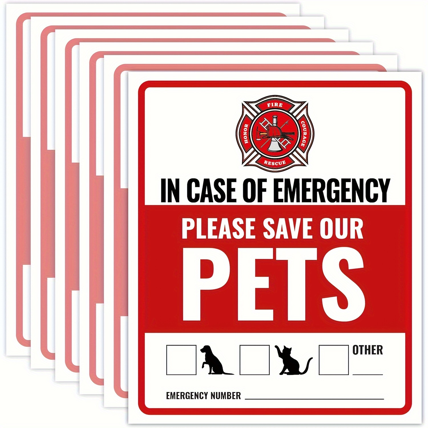 

6pcs Pet Alert Stickers - Self-adhesive Rescue Pet Window Stickers - Uv-resistant, Waterproof, Scratch-resistant Pet Interior Fire Stickers - Rescue Our Pet Stickers Eid Al-adha Mubarak