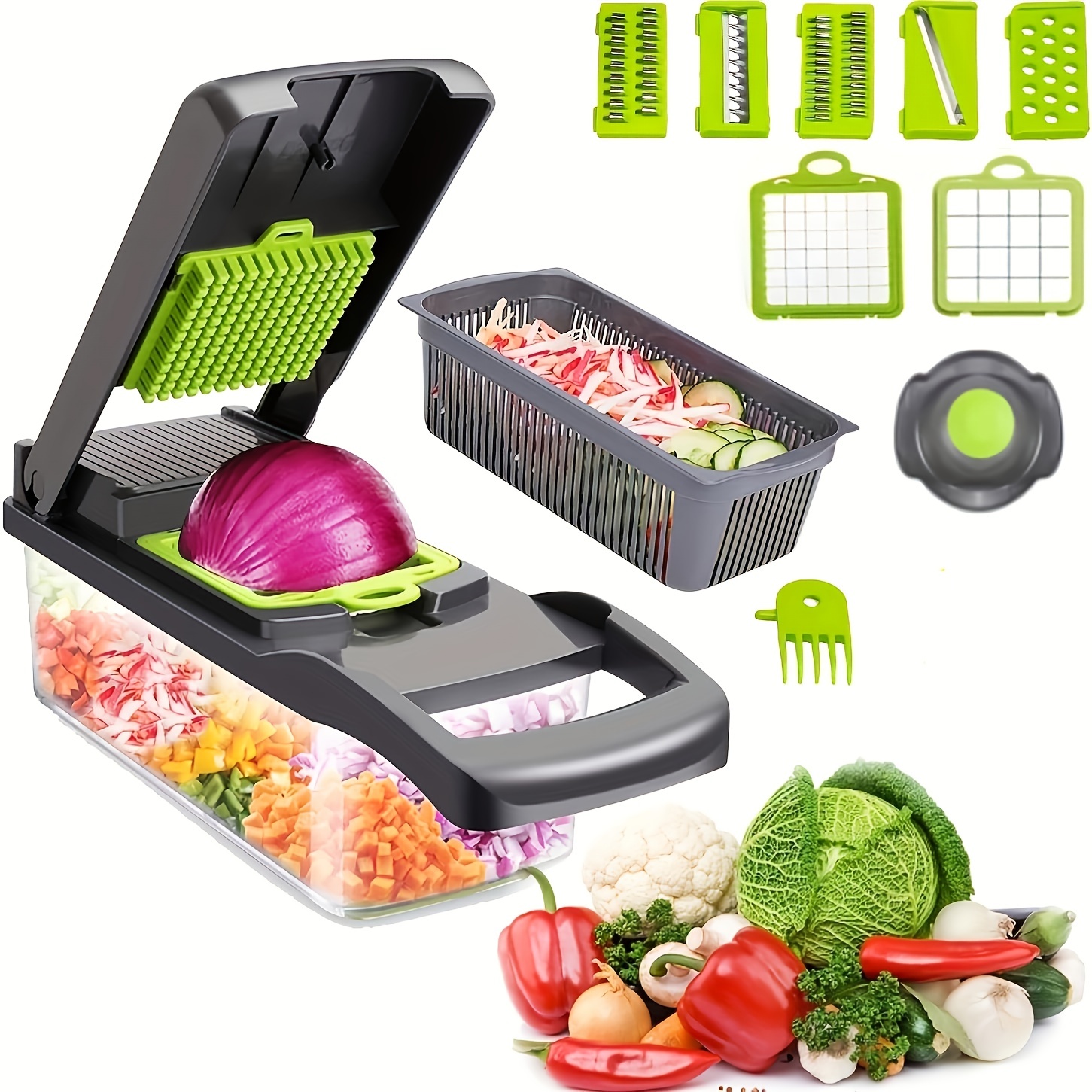 Vegetable Chopper, Multifunctional Food Chopper, Onion Chopper, Kitchen Vegetable  Slicer Dicer Cutter, Chopper With Container