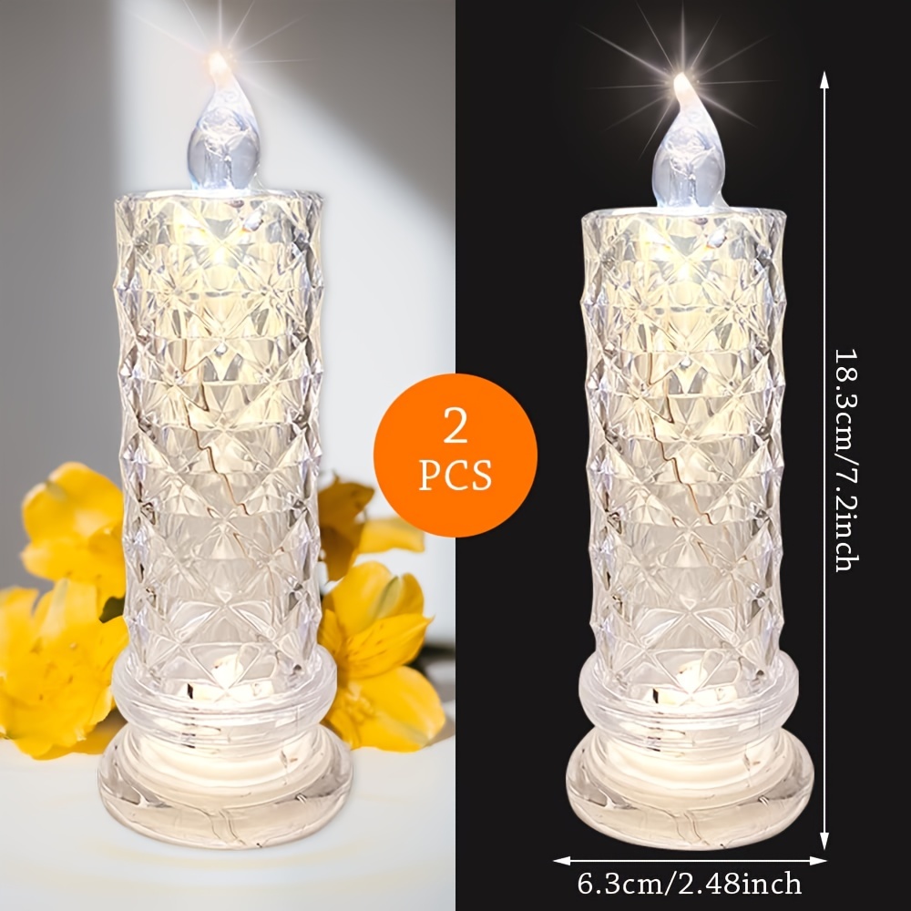 1PC LED electronic candle Light with rose pattern refraction halo  projection birthday, wedding and party decoration - Luminous candle light,  tabletop bedside dining room imitation crystal creative gift light, festive  decoration, home