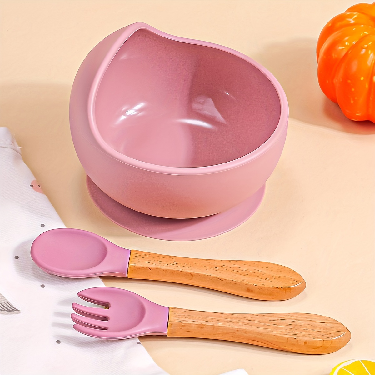 Baby Feeding Set, Silicone Bowl & Spoon&fork,baby Silicone Bowls With  Suction, Bpa Free, Baby Led Weaning Supplies,first Stage Self Feeding  Utensils,for Babies And Toddlers,christmas, Halloween And Thanksgiving  Gifts - Temu