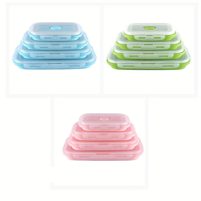 4pcs Foldable Lunch Box Leakproof Container for Teens & Wo