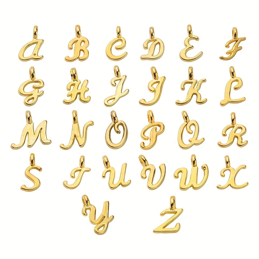 1pc Vintage Alphabet Charms 26 Letter Element Pendant with Beads DIY Bracelet and Beads Creative DIY Accessories,Temu