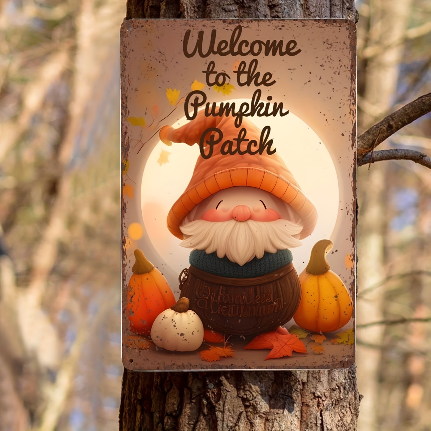 Panneau en étain métallique Bienvenue à notre Pumpkin Patch