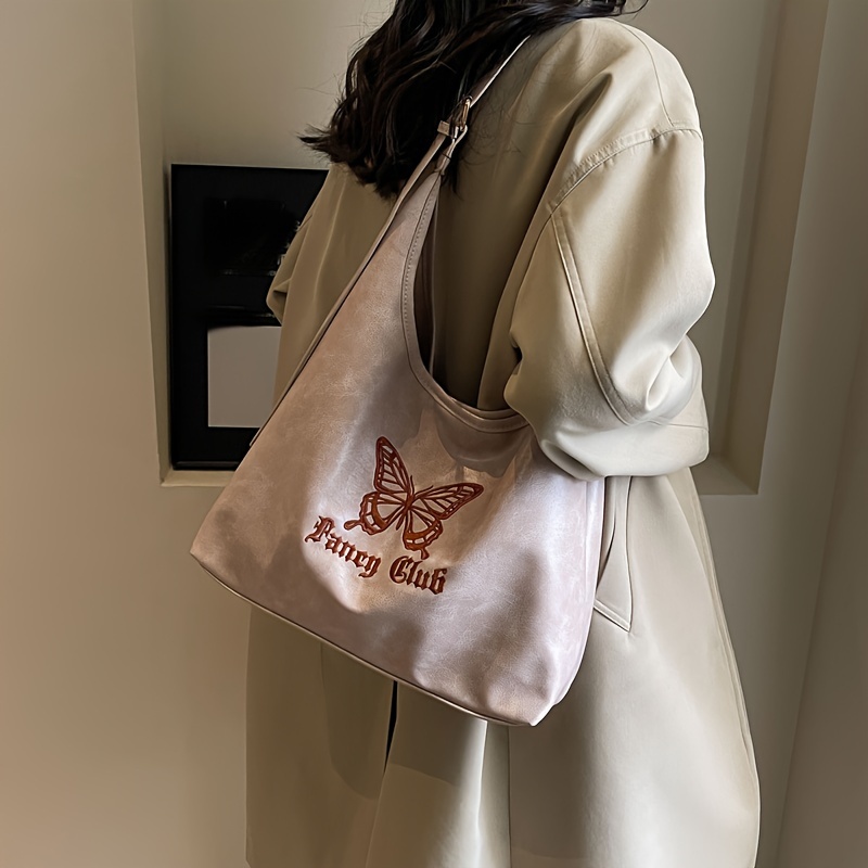 Large Butterfly Leather Shoulder Bag