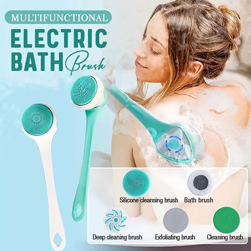  Color You Cepillo eléctrico para el cuerpo, cepillo de baño de  mango largo, cepillo de baño de silicona recargable, cepillo de ducha  impermeable para limpieza profunda del cuerpo, cepillo de baño