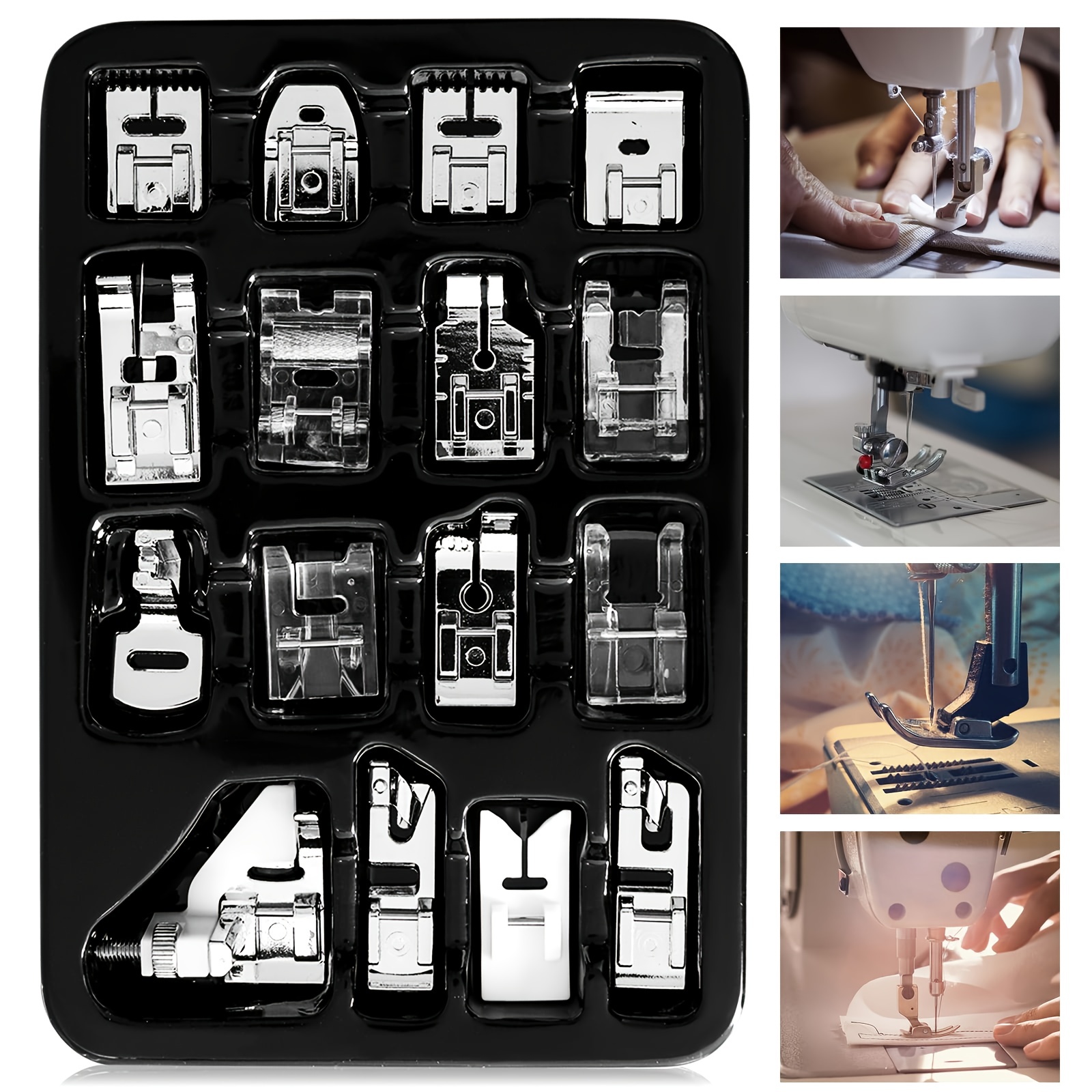 

16pcs Universal Sewing Machine Presser Feet Kit, Snap-on Adapter, Low Shank Accessories, Multi-functional For Home Sewing Projects, Storage Case Included