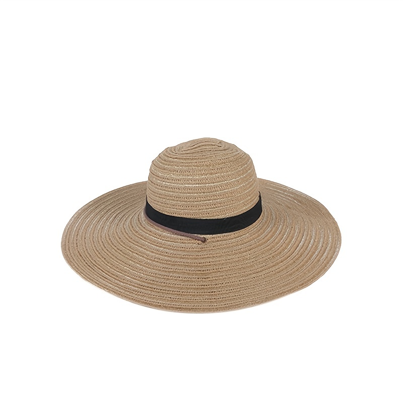 Brown Panama Hat Wide Brim Sun Hats Breathable Straw Hat - Temu