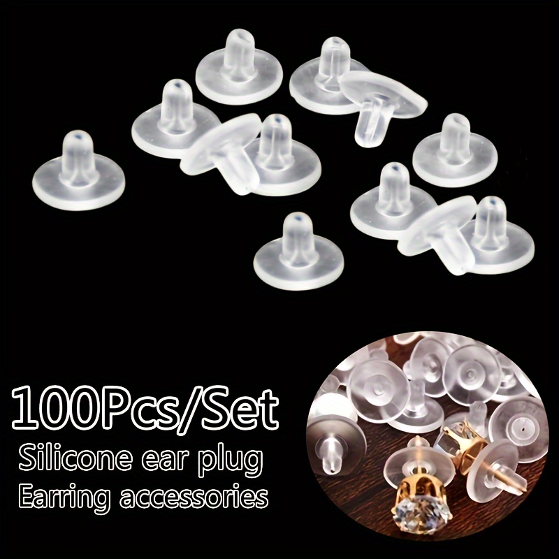 100pcs Hamburger Shaped Silicone Earring Back Plug, Clear Earring Backings,  Premium Environmental Protection Ear Clog, Secure Locking Earring Backs,  Jewelry Accessories Supplies