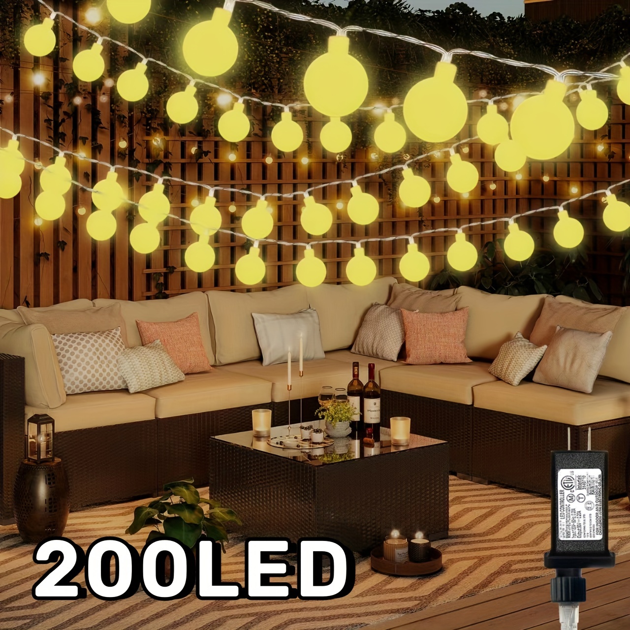 200led Outdoor Bulb String Lights Fairy Lights Plug In - Temu