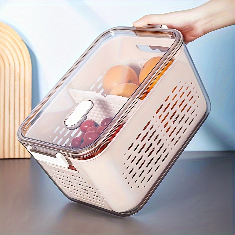 Fruit Vegetable Storage Containers Fridge Draining Fresh Containers Large  Organizer Bins with Lid Colander Salad Saver Storage - AliExpress