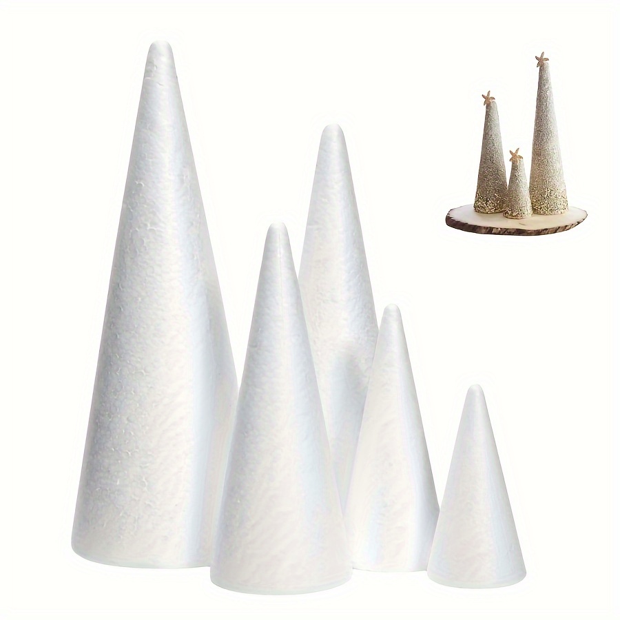 5pcs Craft Foam Tree Cones For DIY Arts And Crafts White Small Polystyrene  Foam Cones, Polystyrene Foam Cone, For DIY Christmas Gnomes, Christmas Tree