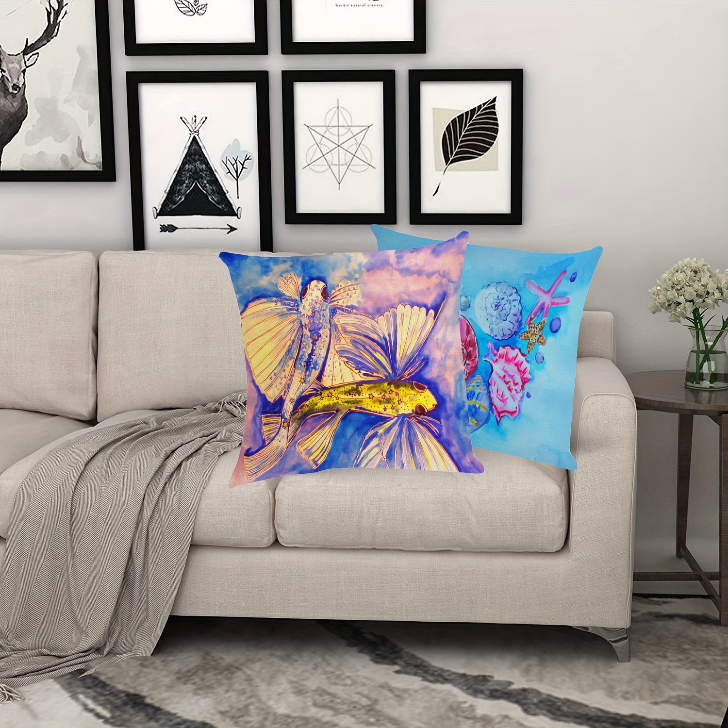 2pcsabstract Oil Painting Throw Pillow Covers For Home Decor