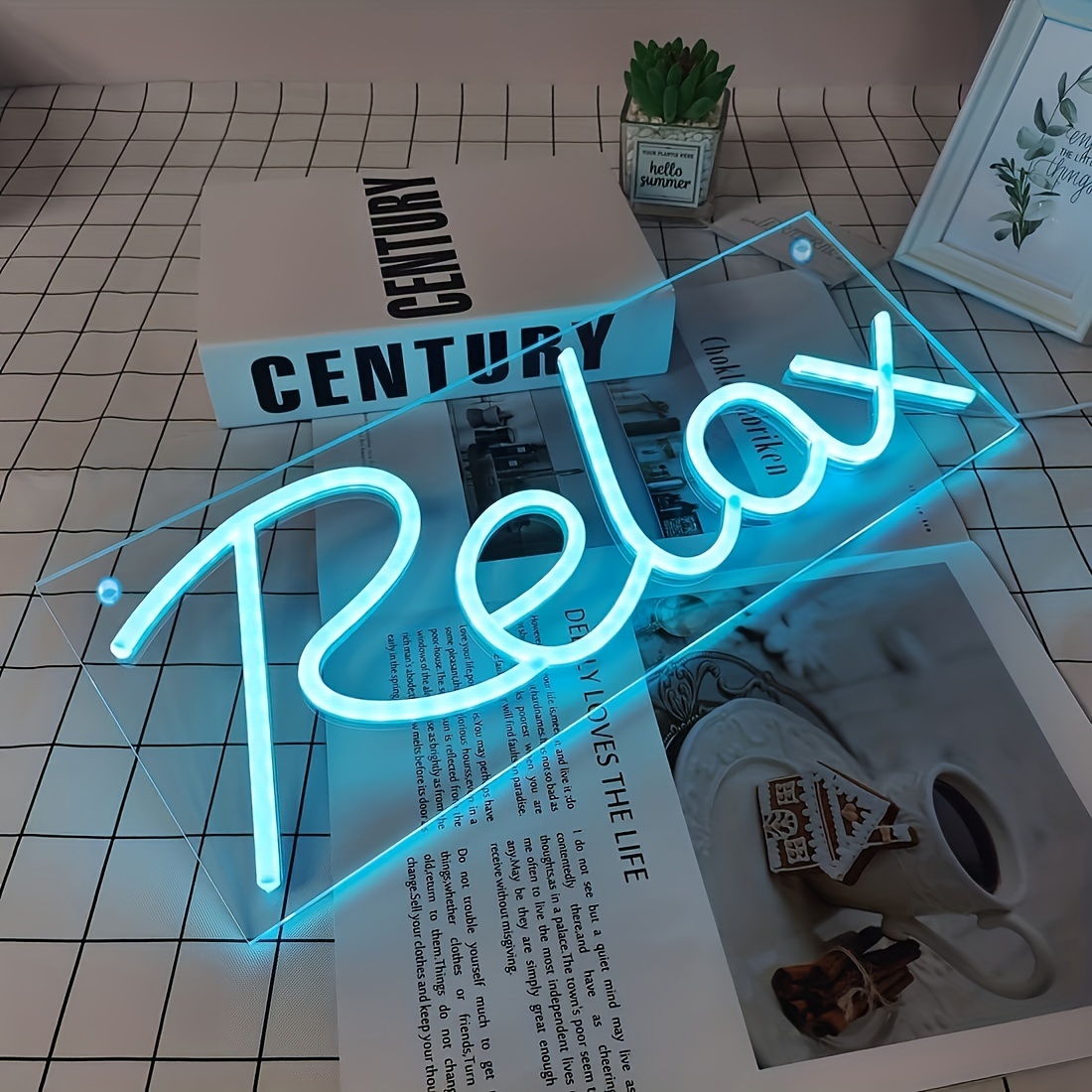 Led Relax Neon Sign, Ice Blue Kids Room Night Light Man Cave Game