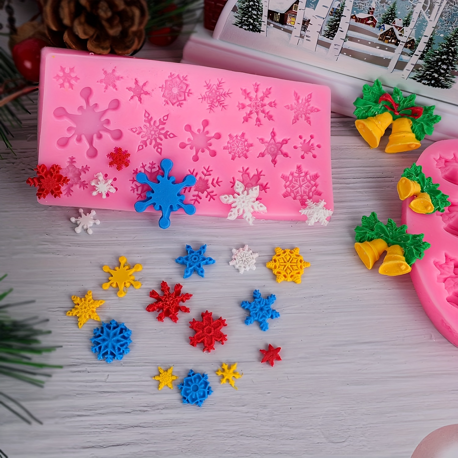 Snowflake Fondant Molds 3d Silicone Molds Candy Molds - Temu