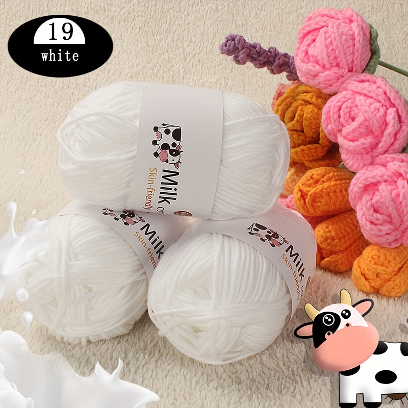 2pcs Milk Cotton 5ply Yarn Soft Crochet Yarn DIY for Knitting Wool Thread  Hand Knitting Crochet DIY Yarn ( Color : A43 , Size : 50g per Skein )