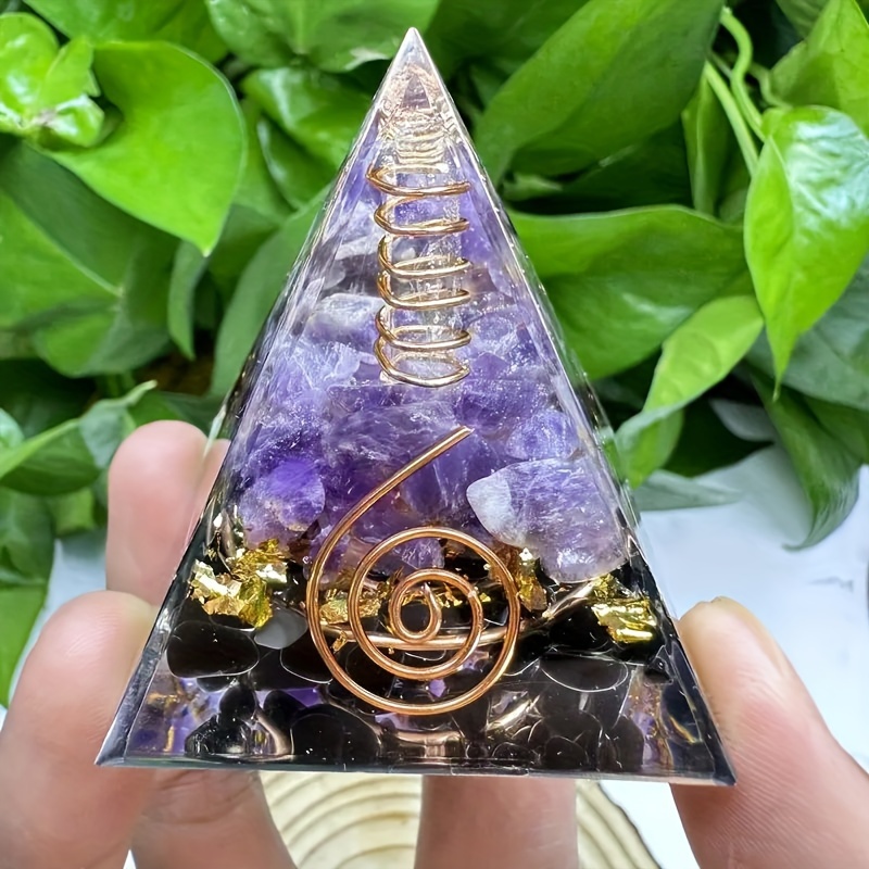 Pietra naturale Orgonite Cristallo Piramide Ametista Orgonite Energia  Guarigione Reiki Chakra Meditazione Gemma Ornamento Artigianato Oggetti