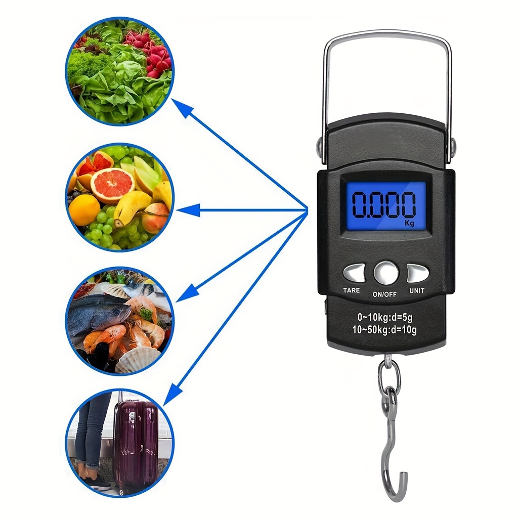 Portable Lcd Digital Fishing Scale With Hook Weighs Up To - Temu